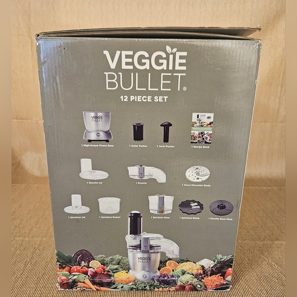 Veggie Bullet 12 piece Set 3 Functions Slice-Shred-Spiralize Food Processor NIB - Picture 12 of 12